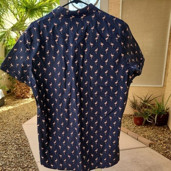 Apt. 9 Blue And Pink FlamingoCasual Button Down Shirt mens Large - Picture 3 of 6